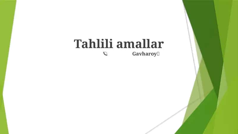 Tahlili amallar 1