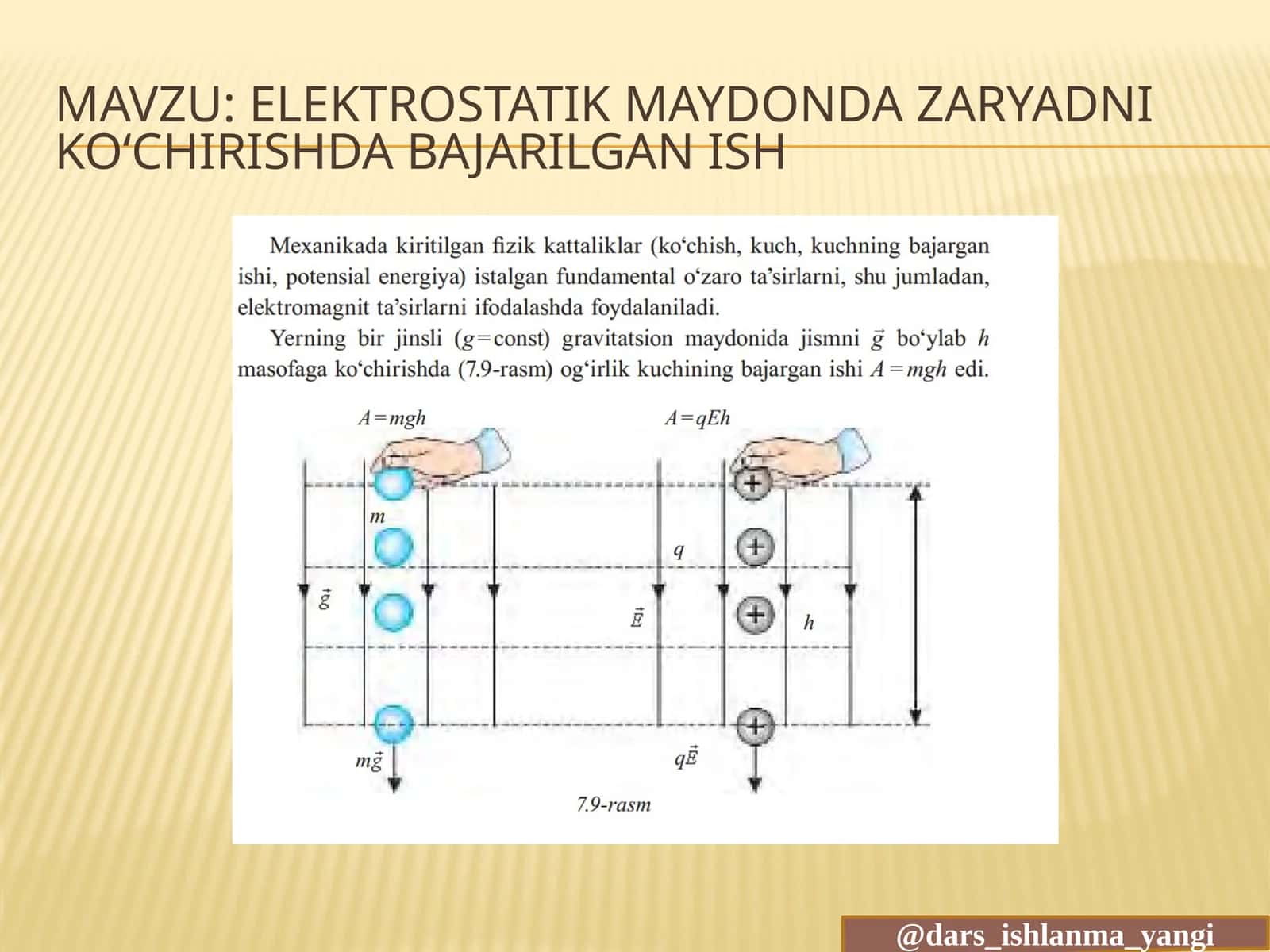 ELEKTROSTATIK MAYDONDA ZARYADNIKO‘CHIRISHDA BAJARILGAN ISH 1