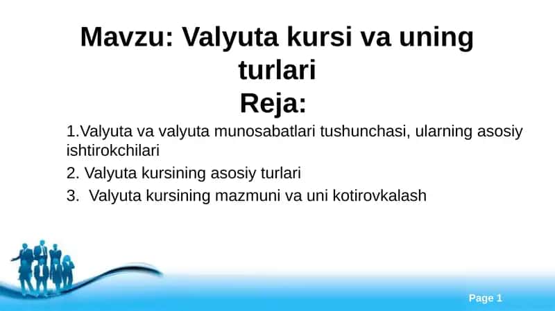 Valyuta kursi va uning turlari 1