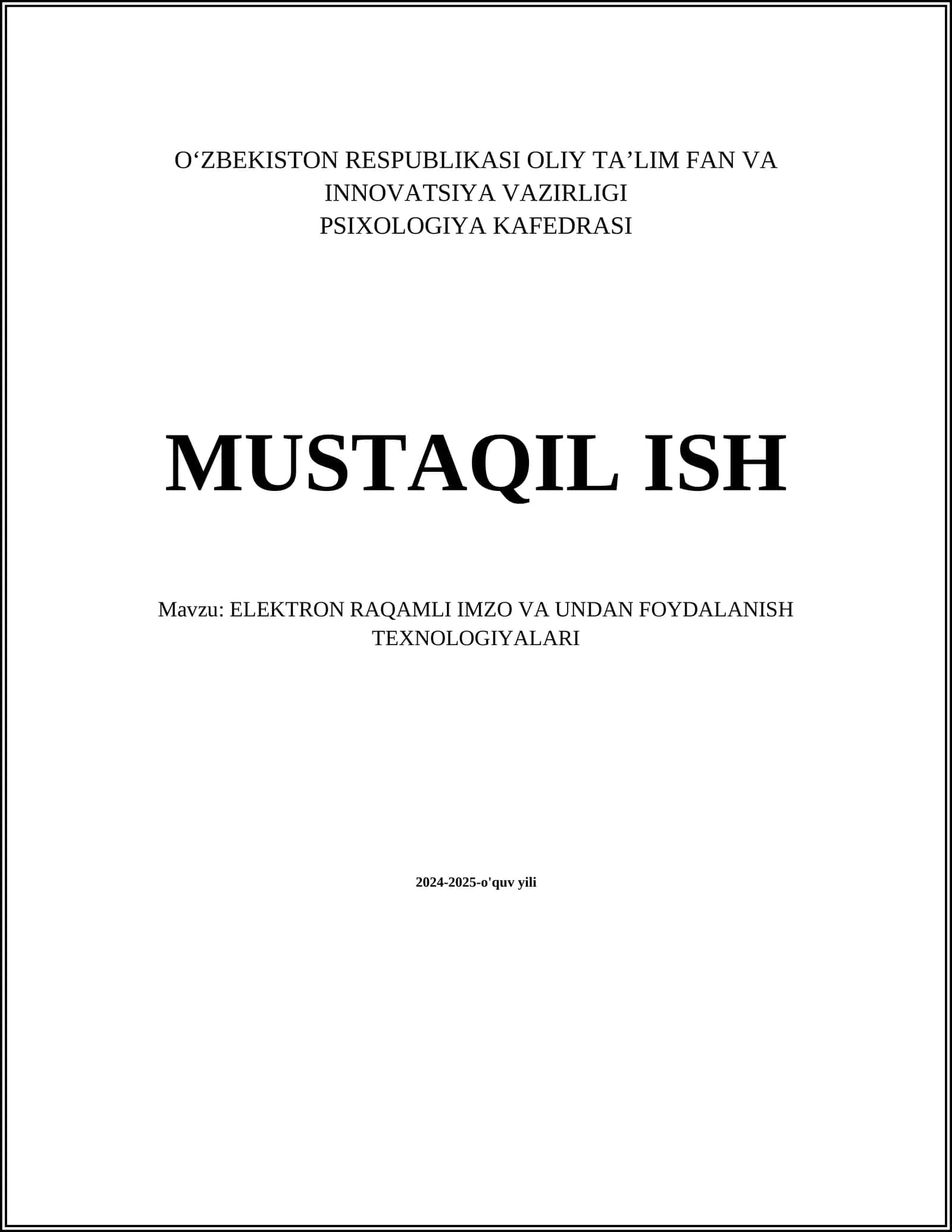ELEKTRON RAQAMLI IMZO VA UNDAN FOYDALANISH TEXNOLOGIYALARI 1
