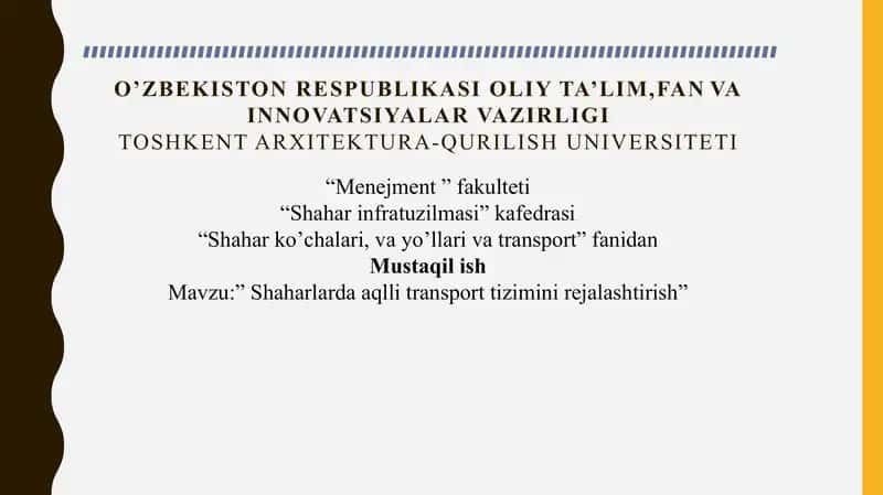 Shaharlarda aqlli transport tizimini rejalashtirish 1