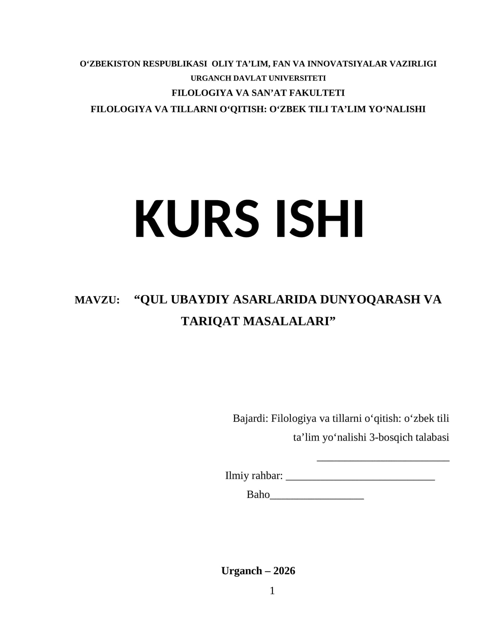 #Qul Ubaydiy asarlarida dunyoqarash va tariqat masalalari 1