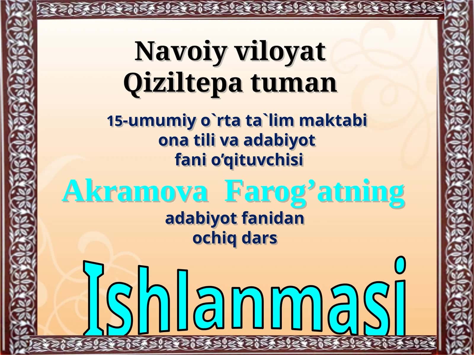 adabiyot fanidanochiq dars Ishlanmasi 1