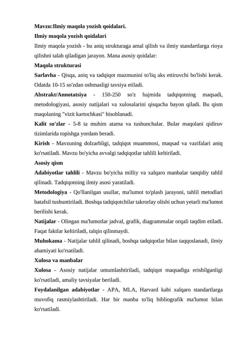Ilmiy maqola yozish qoidalari 1