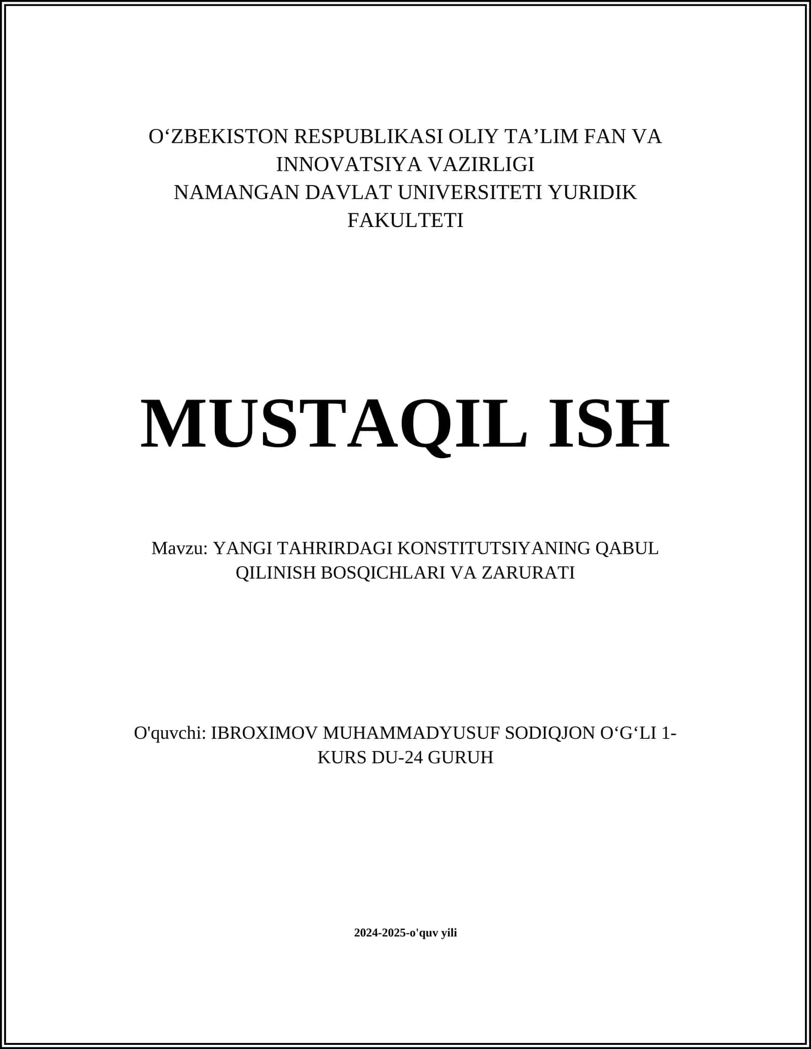 Konstitutsiya Islohoti Jarayonining Boshlanishi 1
