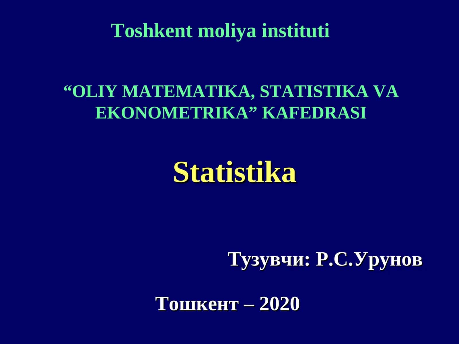 STATISTIK MA’LUMOTLARNI JADVAL VA GRAFIKLARDA TASVIRLASH 1