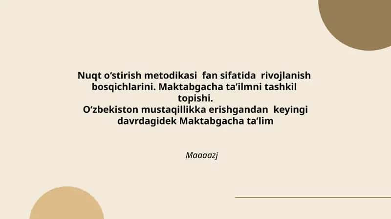 Nuqt o‘stirish metodikasi fan sifatida rivojlanish bosqichlarini 1
