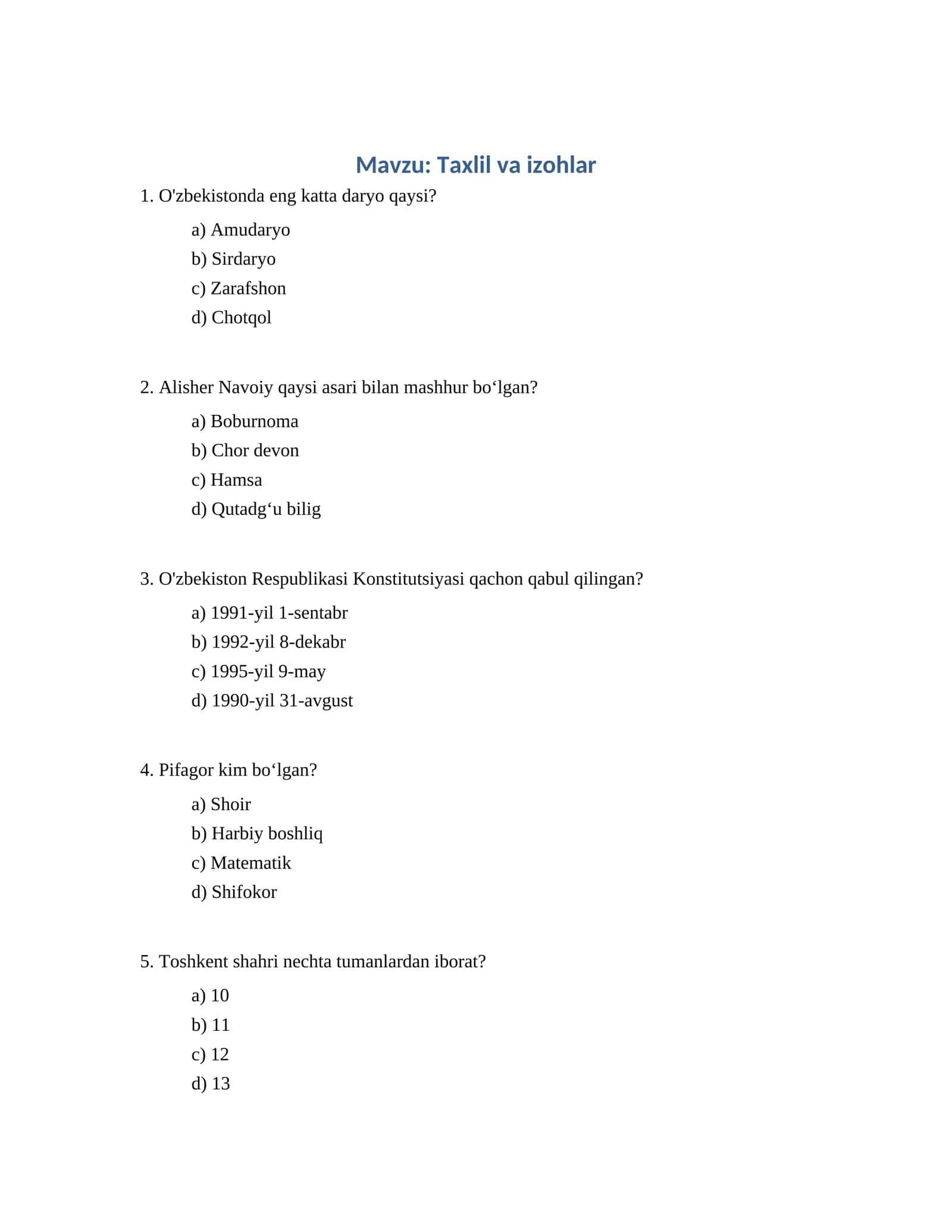 Taxlil va izohlar 1