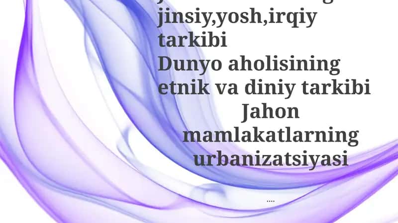 Jahon Aholisi Demografiyasi 1