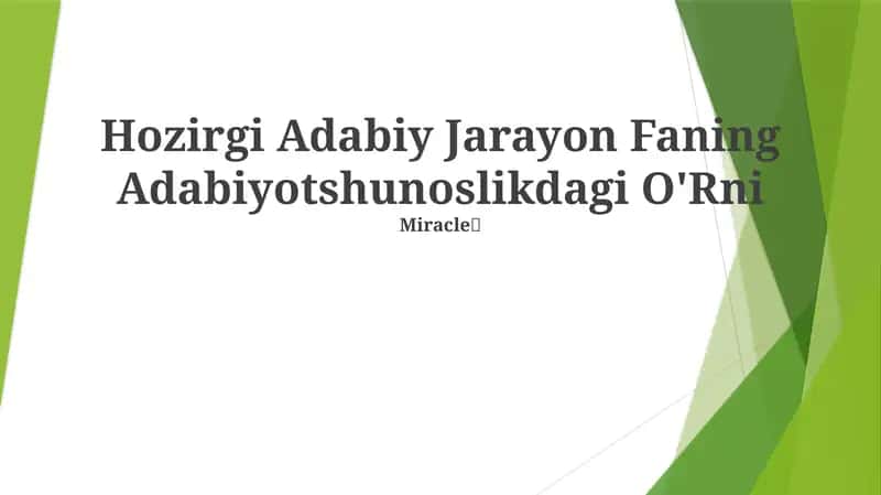 Hozirgi Adabiy Jarayon Faning Adabiyotshunoslikdagi O'Rni 1