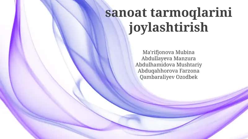 Sanoat tarmoqlarini joylashtirish 1