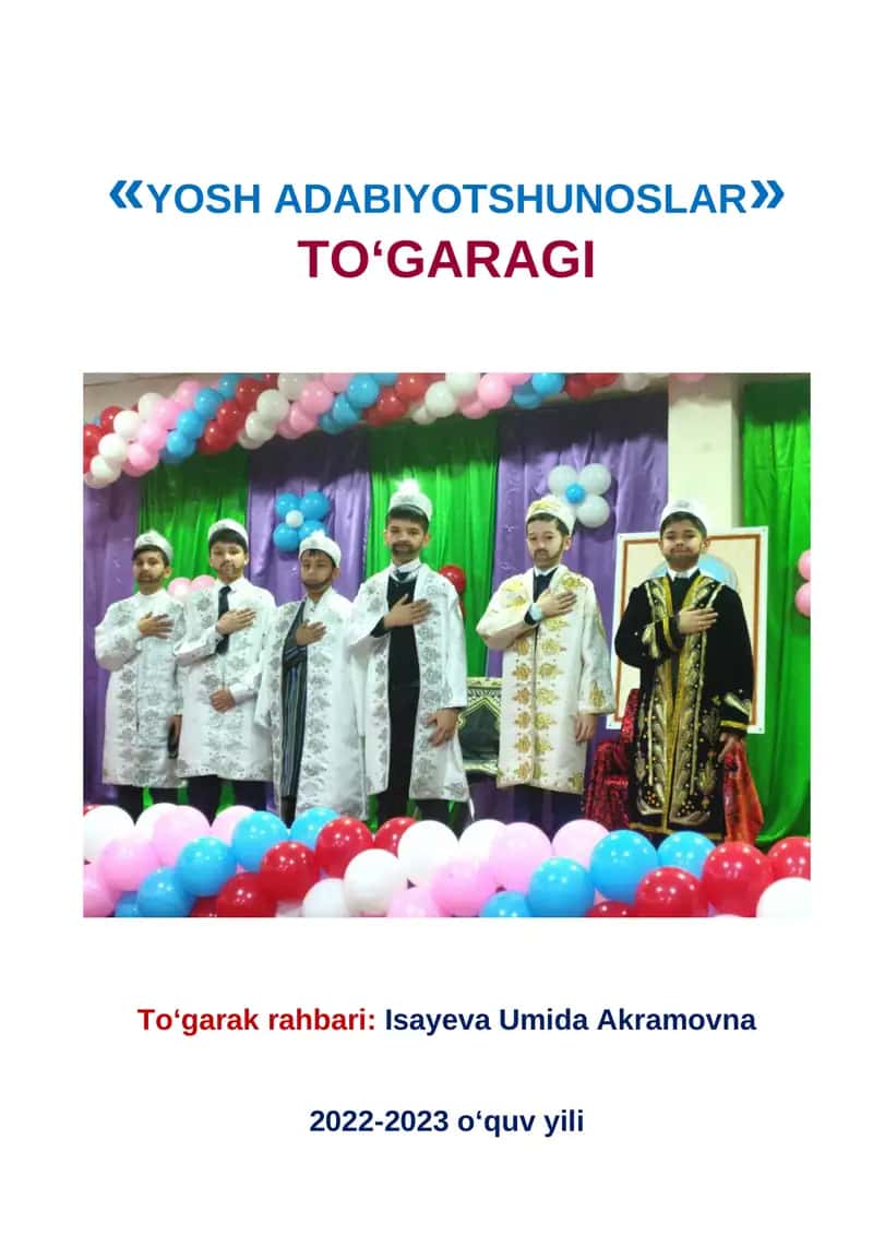 YOSH ADABIYOTSHUNOSLAR TO‘GARAGI 1