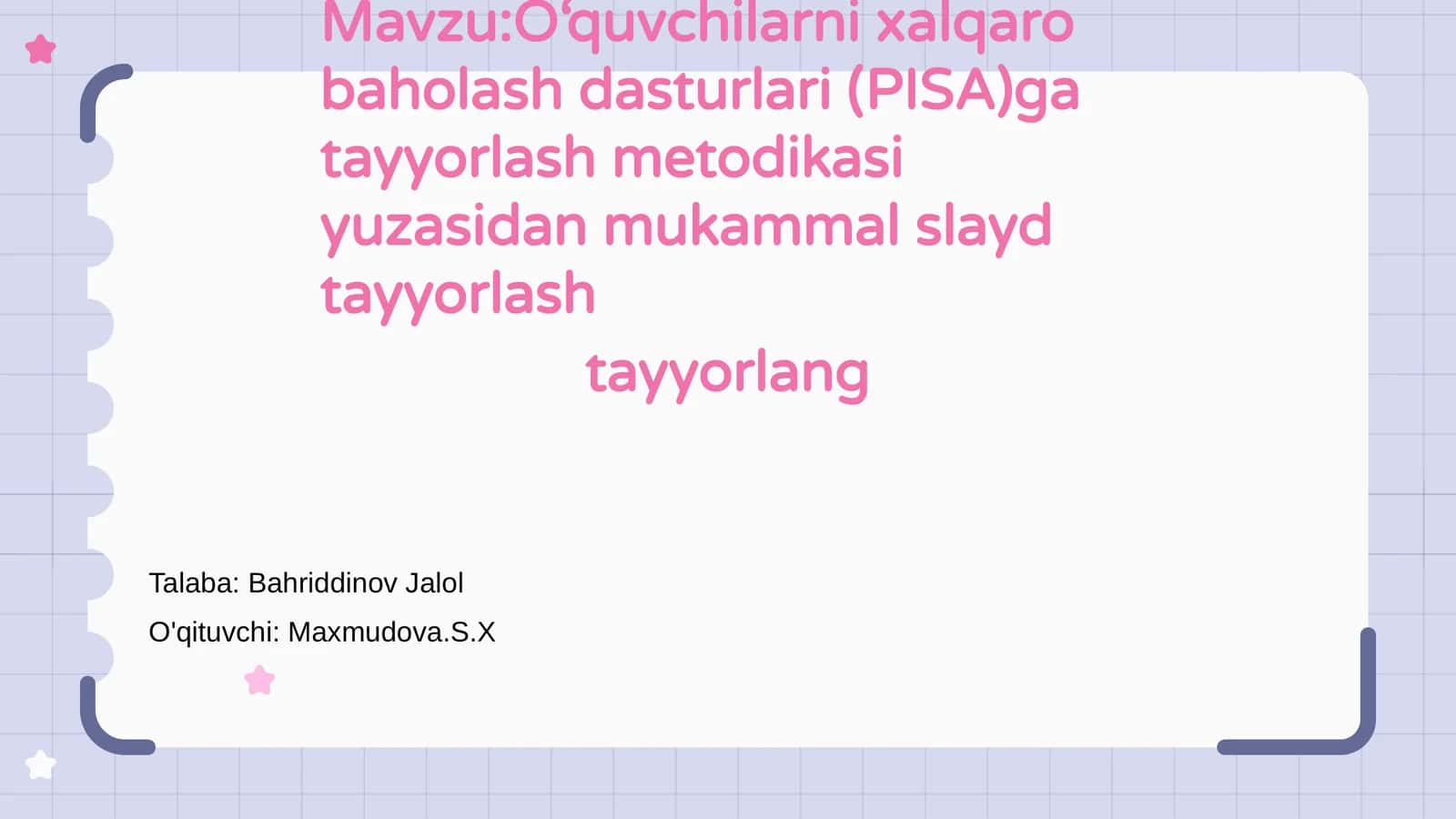O‘quvchilarni xalqaro baholash dasturlari (PISA)ga tayyorlash metodikasi 1