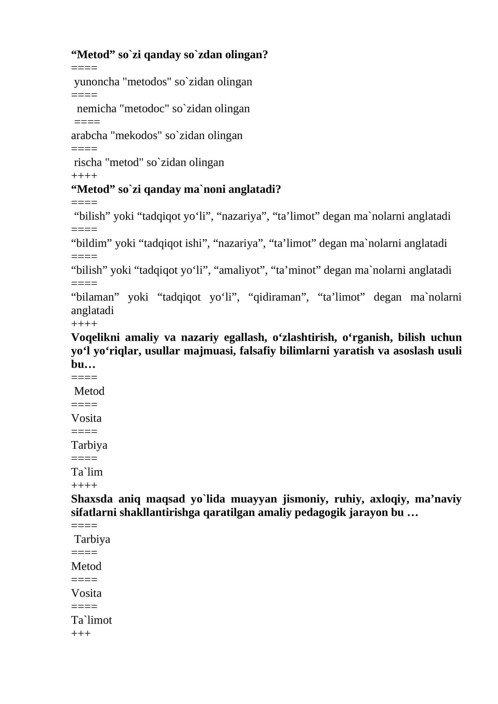 Xalq pedagogikasidan yakuniy testi 1