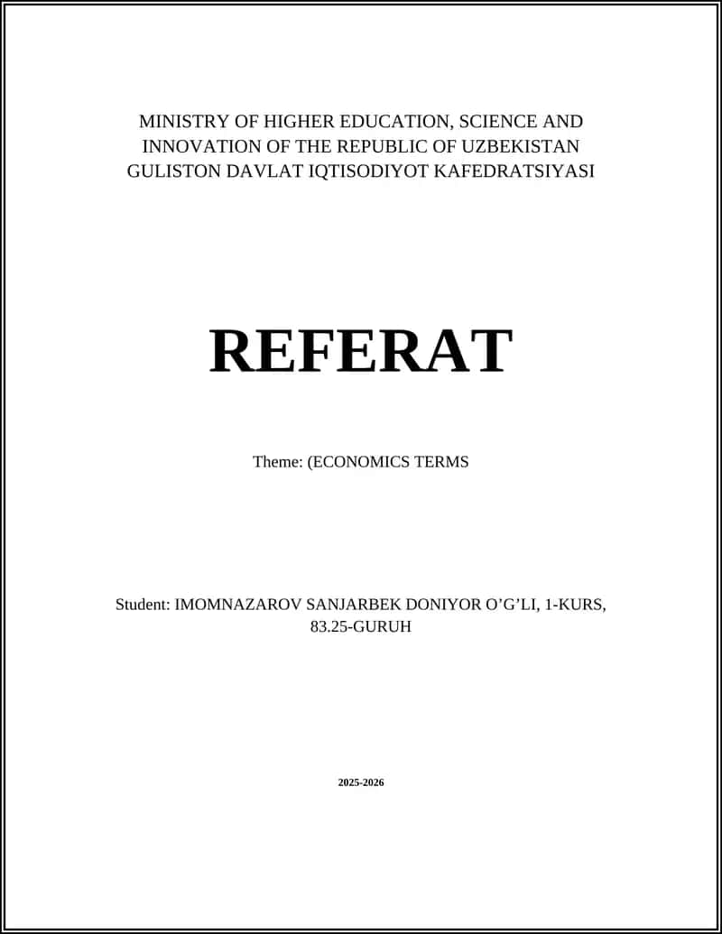 Referat (Theme: Economics Terms) 1