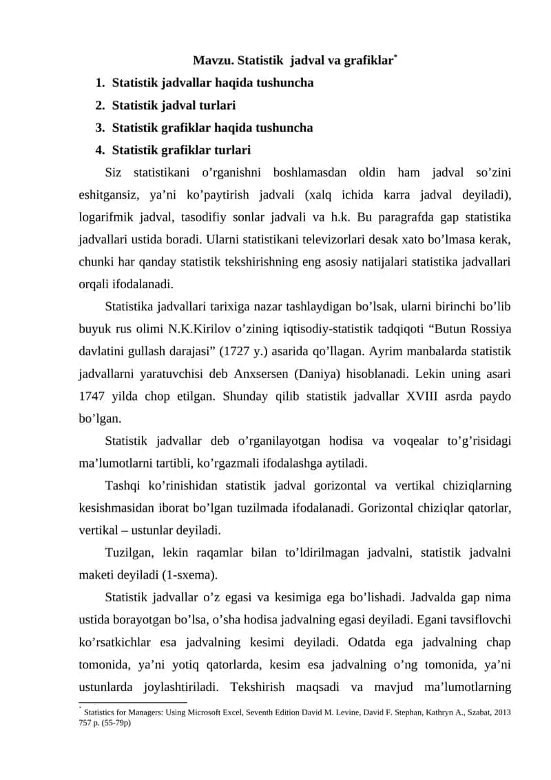 Statistik jadvallar 1