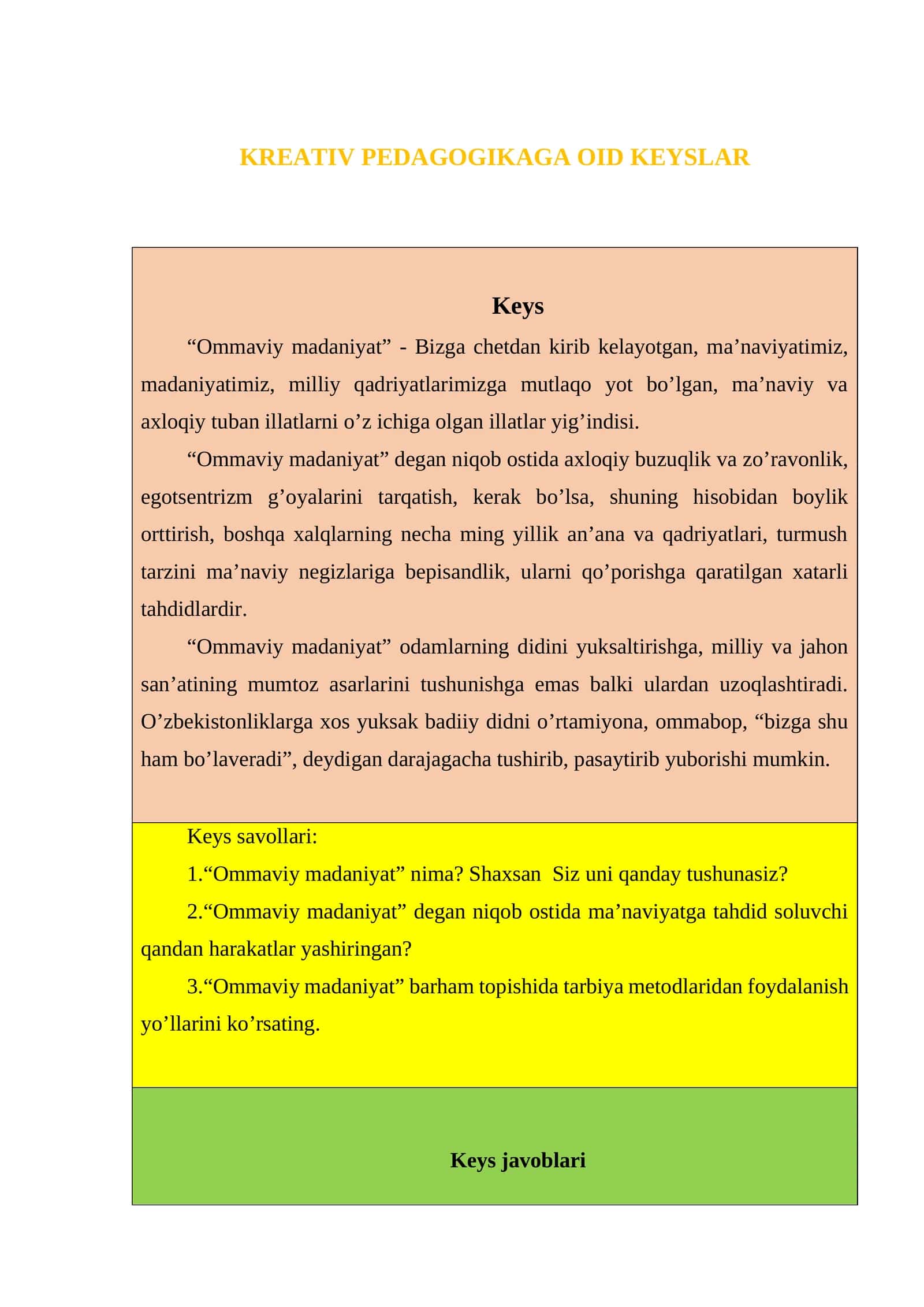 KREATIV PEDAGOGIKAGA OID KEYSLAR 1