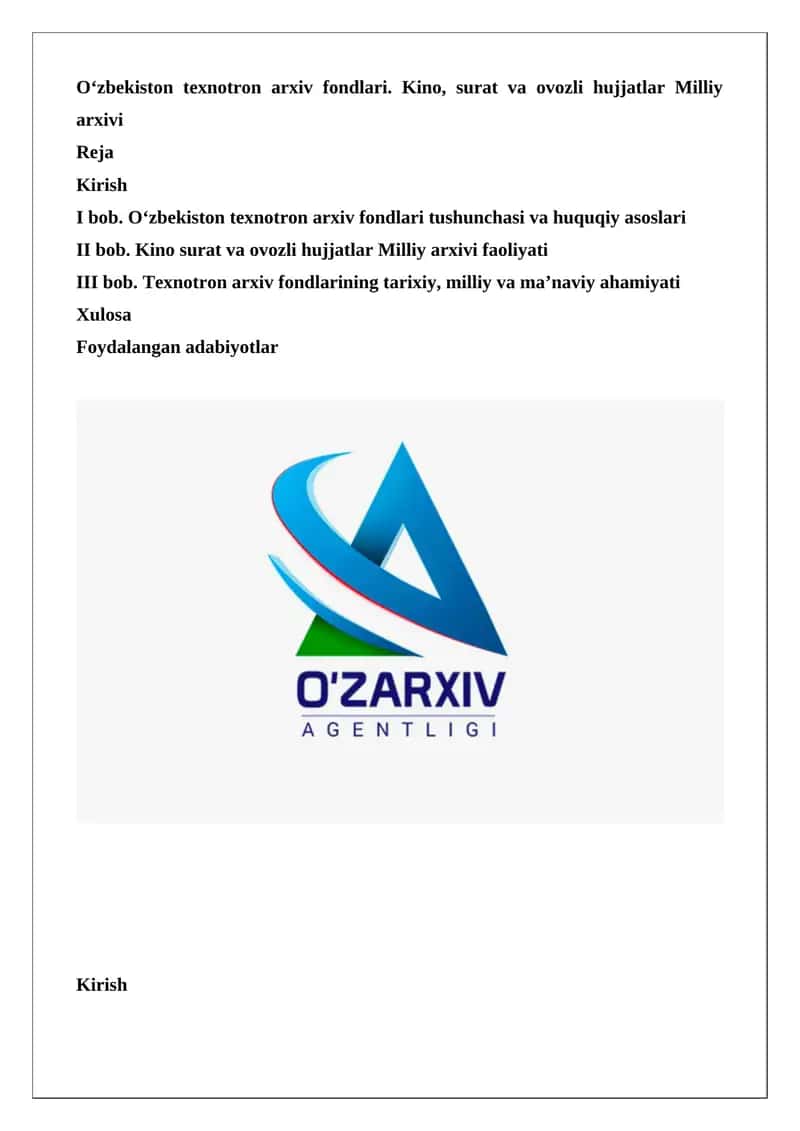 O‘zbekiston Ilmiy-texnika va tibbiyot hujjatlari Milliy arxivi 1
