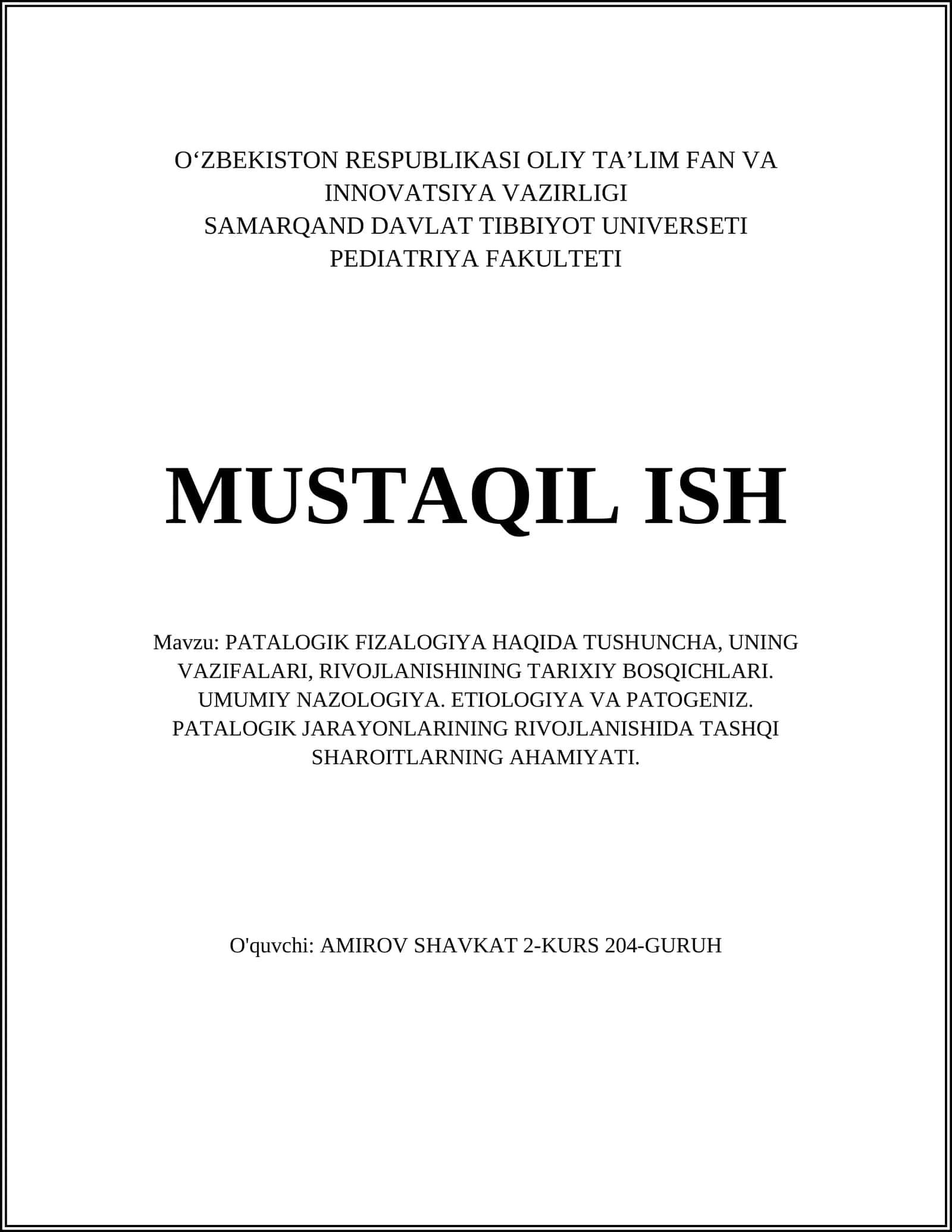 PATALOGIK FIZALOGIYA HAQIDA TUSHUNCHA 1