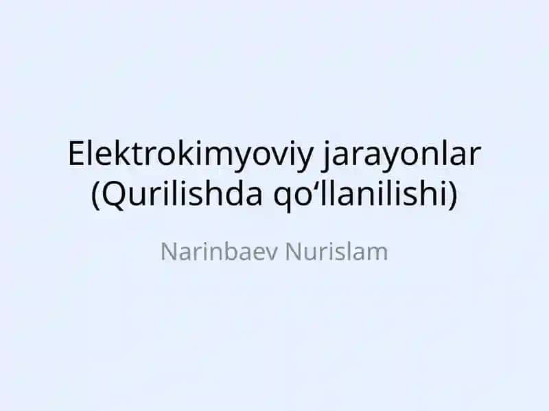 Elektrokimyoviy jarayonlar