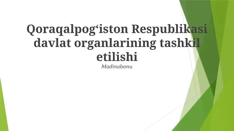 Qoraqalpogʻiston Respublikasi davlat organlarining tashkil etilishi 1
