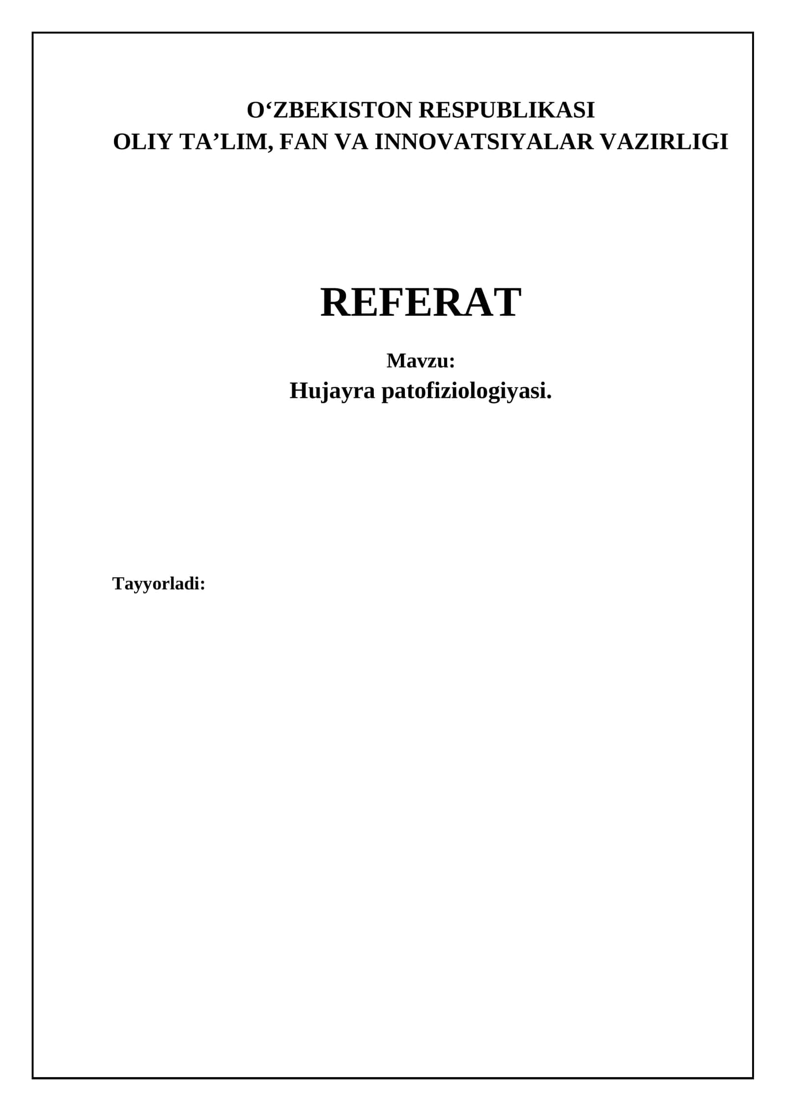 Hujayra patofiziologiyasi 1