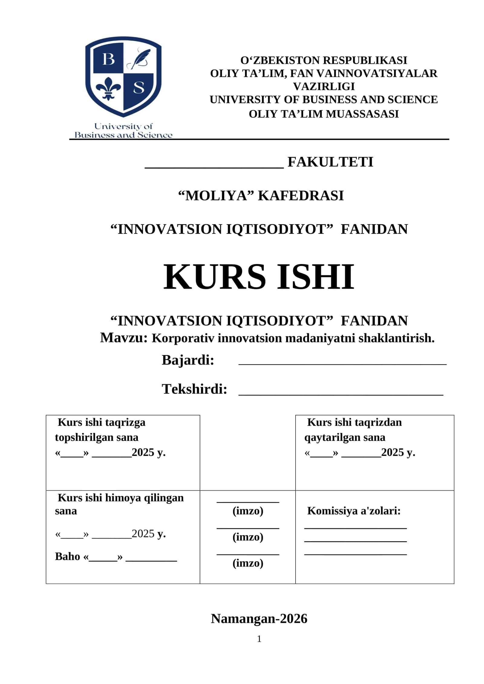 Korporativ innovatsion madaniyatni shaklantirish 1