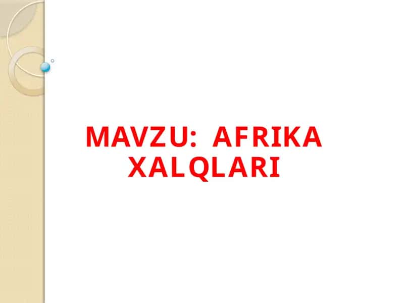 AFRIKA XALQLARI 1
