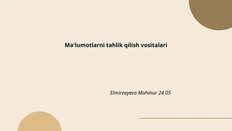 Ma'lumotlar bazasini boshqarish tizimlari 1