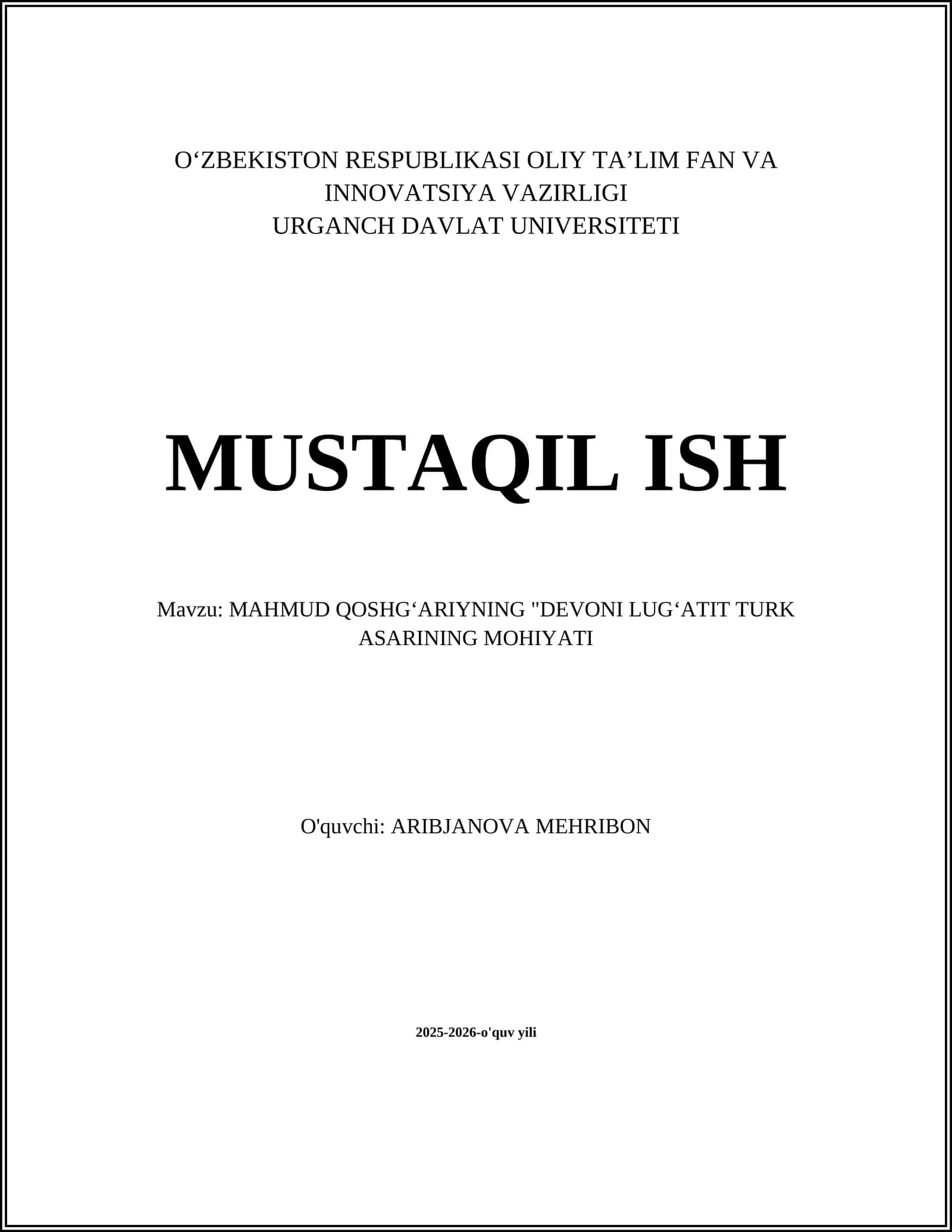 Mahmud Qoshgʻariyning "Devoni Lugʻatit Turk" asari 1