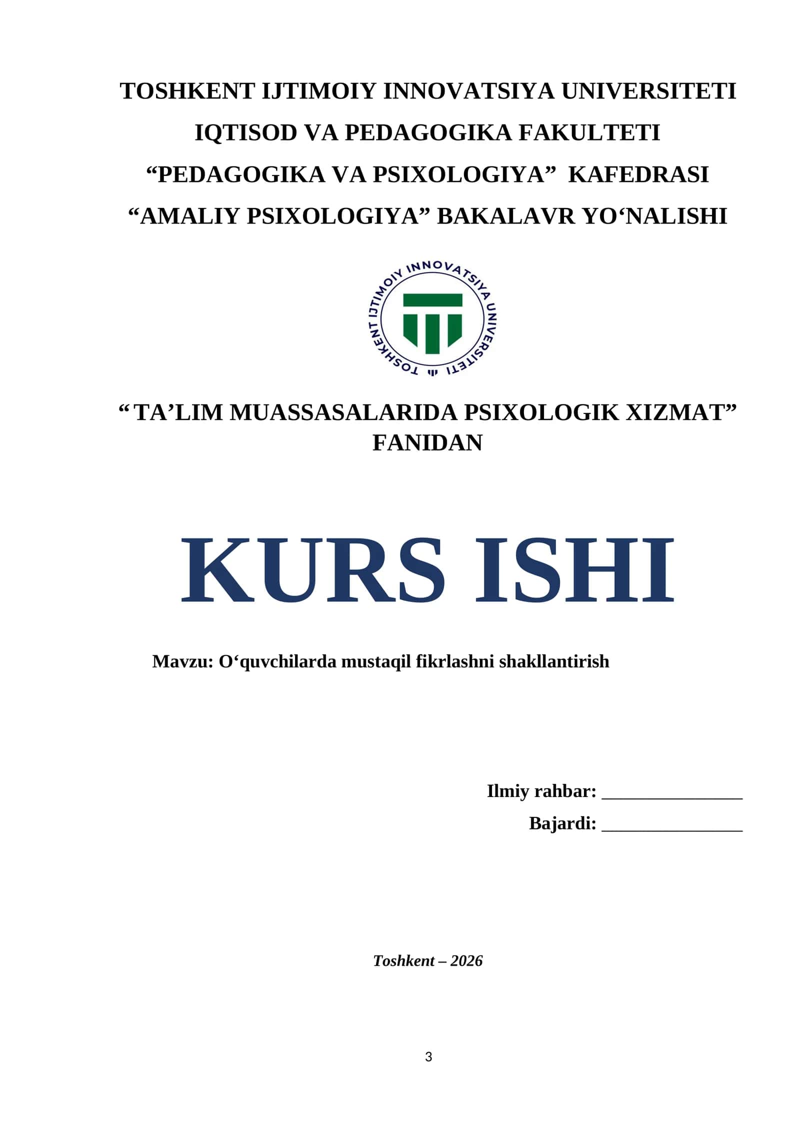 O‘quvchilarda mustaqil fikrlashni shakllantirish 1