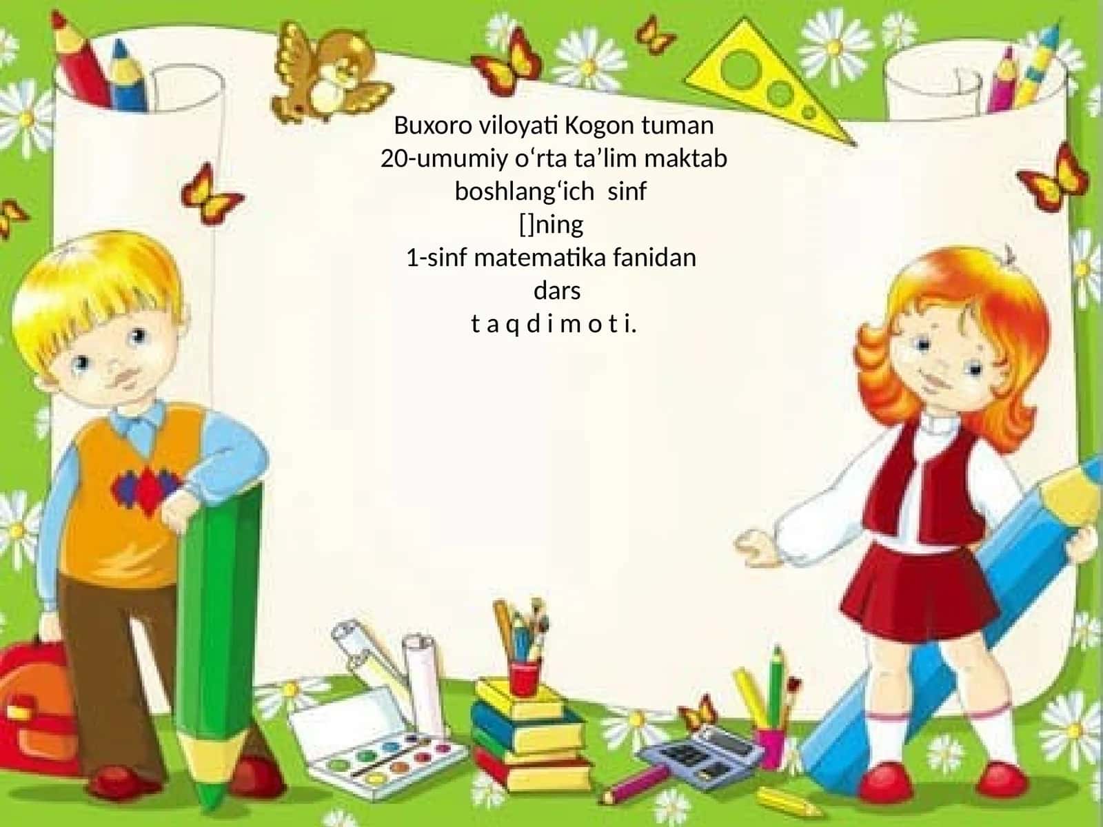 1-sinf matematika fanidan dars taqdimoti 1