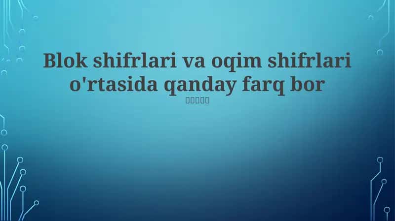 Oqim Shifri Mexanikasi 1