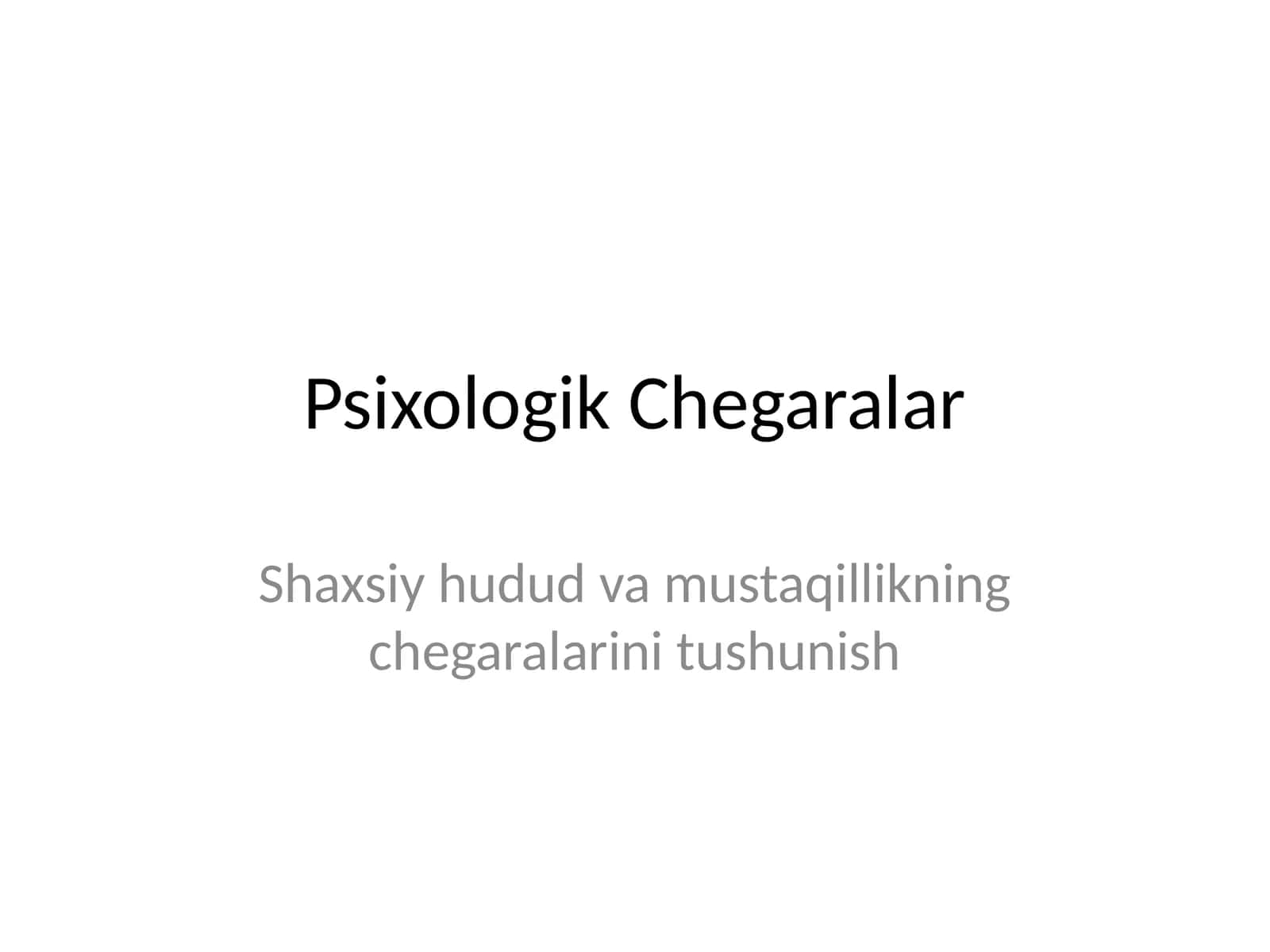 Psixologik Chegaralar 1