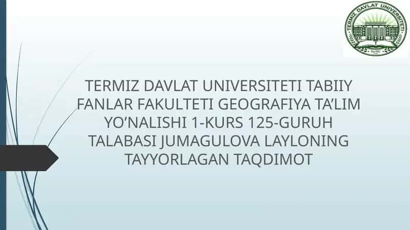 O’zbekiston g’orlari. O’zbekiston muzliklari Tropik va O’rta kengliklardagi cho’l va chala cho’llardaeoljarayonlari.qirg’oqlarnio’rganishningilmiyvaamaliyahamiyati 1