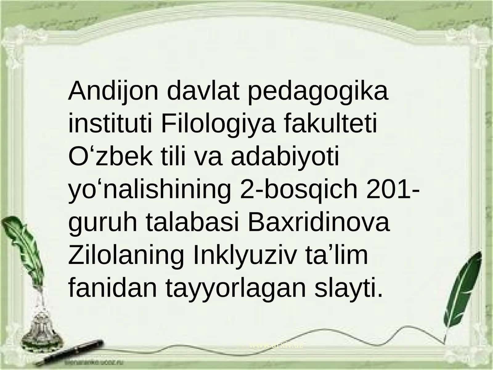 Inklyuziv ta'limda kiritishning asosiy tamoyillari 1