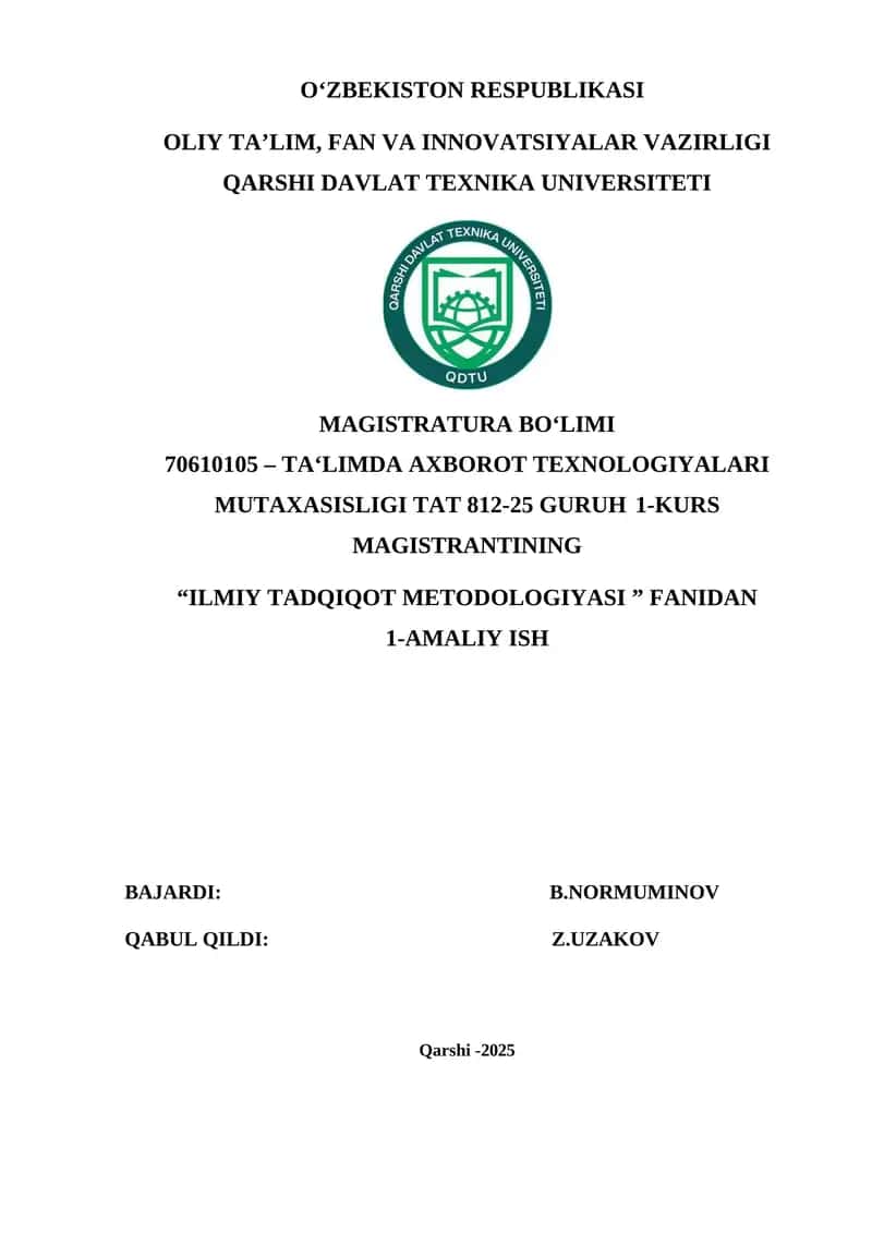 Ilmiy Tadqiqot Usullari 1