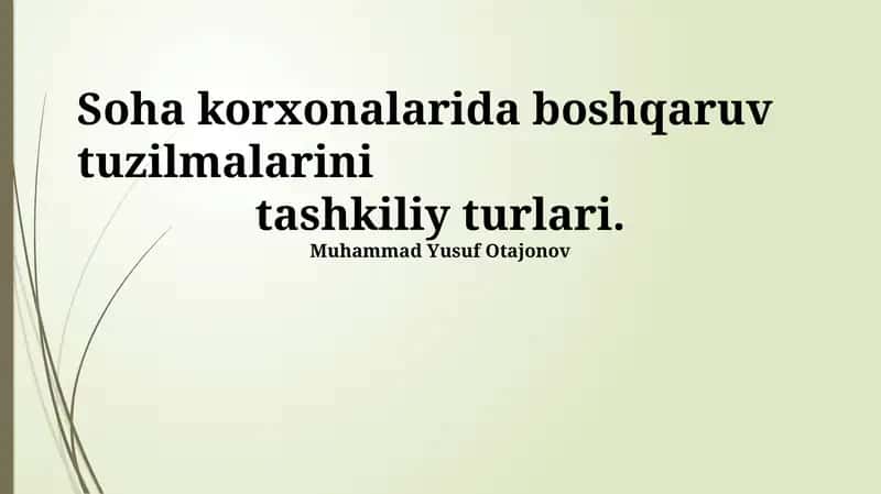 Filial korxonalarda boshqaruv tuzilmalari 1