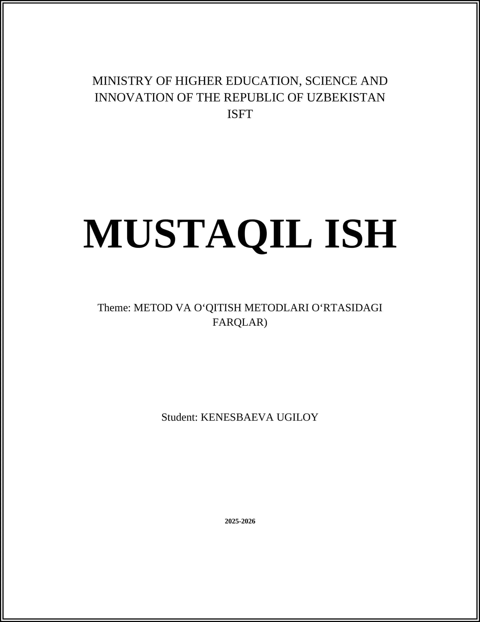 METOD VA O‘QITISH METODLARI O‘RTASIDAGI FARQLAR 1