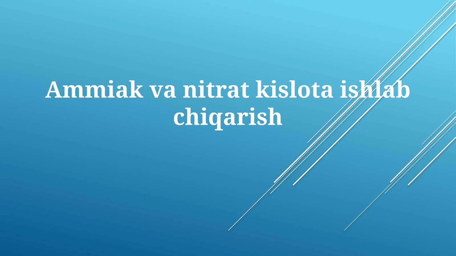 Ammiak Ishlab Chiqarish 1