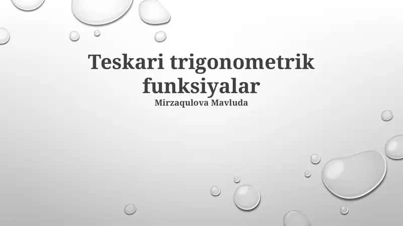Teskari trigonometrik funksiyalar 1