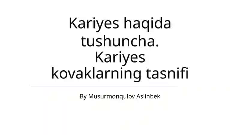 Karies kovaklarning tasnifi