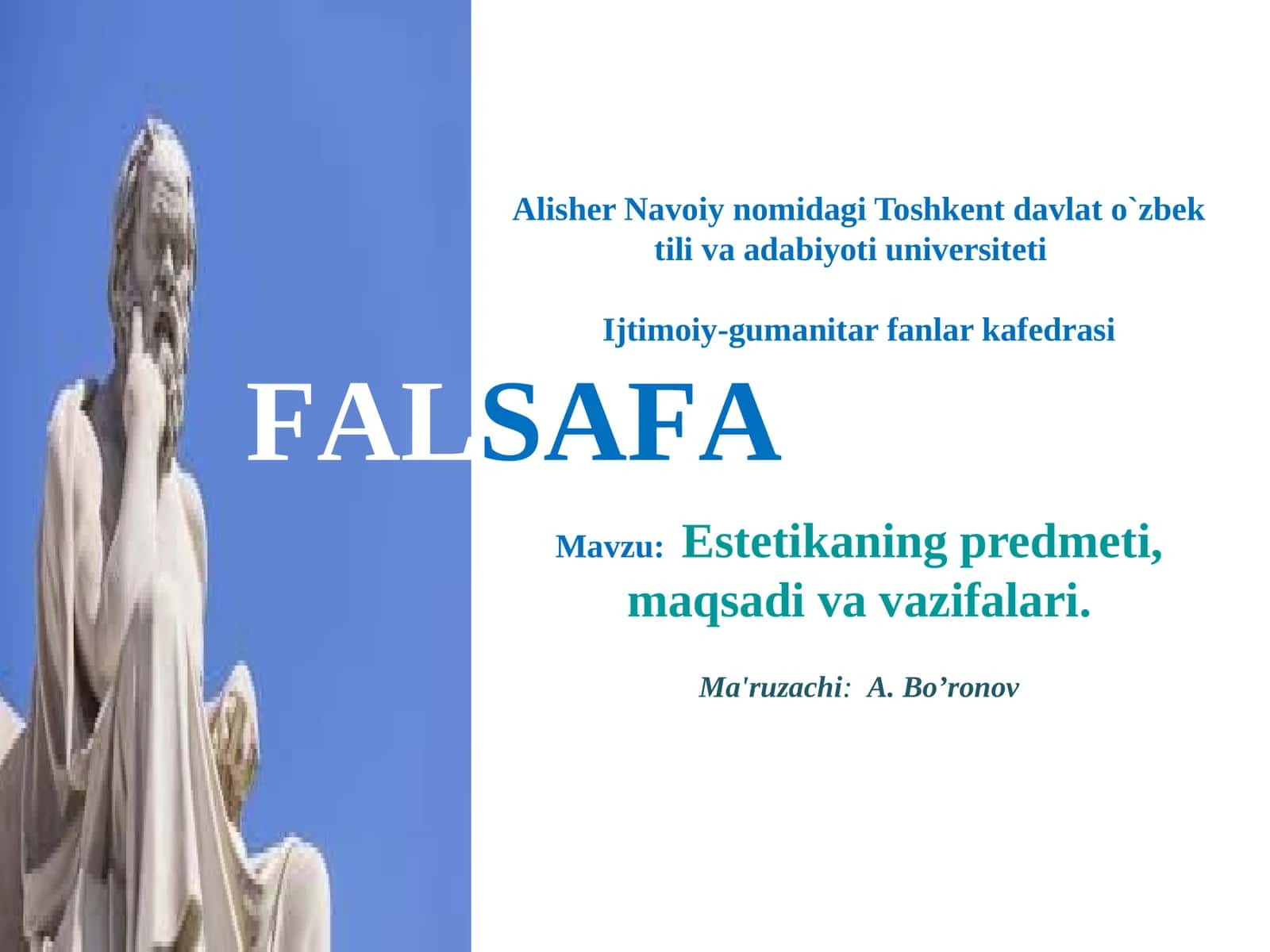 Estetikaning predmeti, maqsadi va vazifalari 1