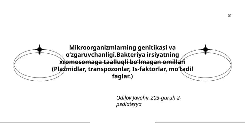 Mikroorganizmlarning genitikasi va oʻzgaruvchanligi 1
