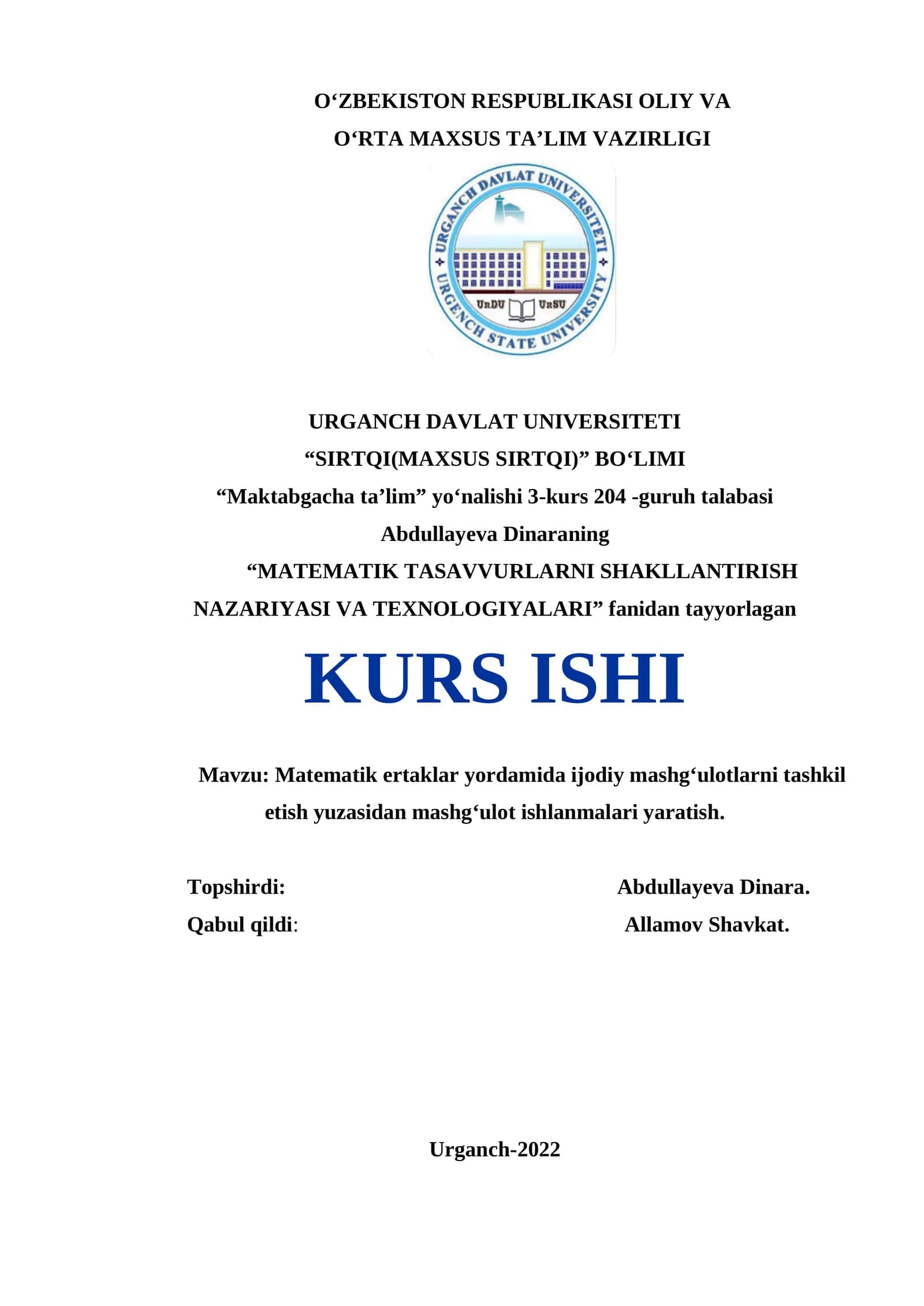 MATEMATIK TASAVVURLARNI SHAKLLANTIRISH NAZARIYASI VA TEXNOLOGIYALARI 1