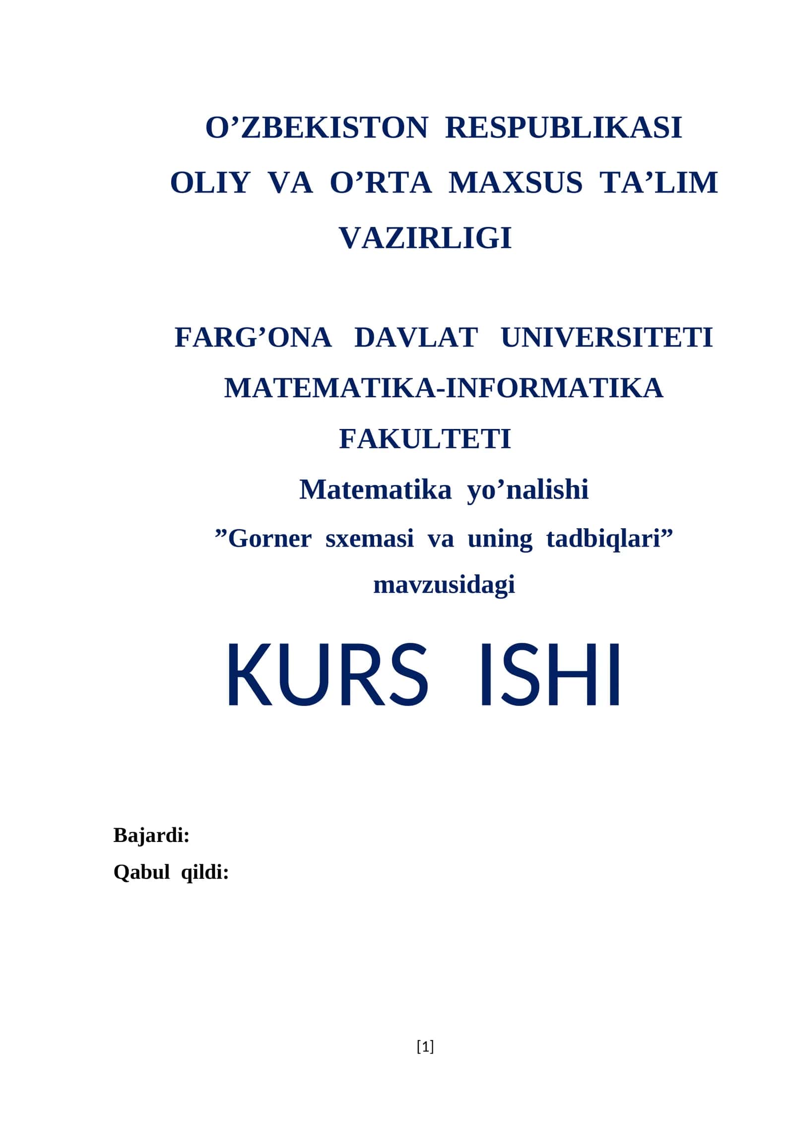 Gorner sxemasi va uning tadbiqlari 1