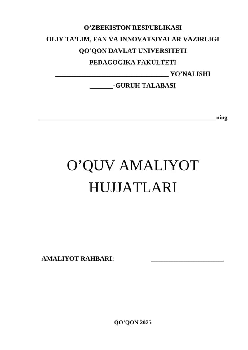 O'QUV AMALIYOT HUJJATLARI 1