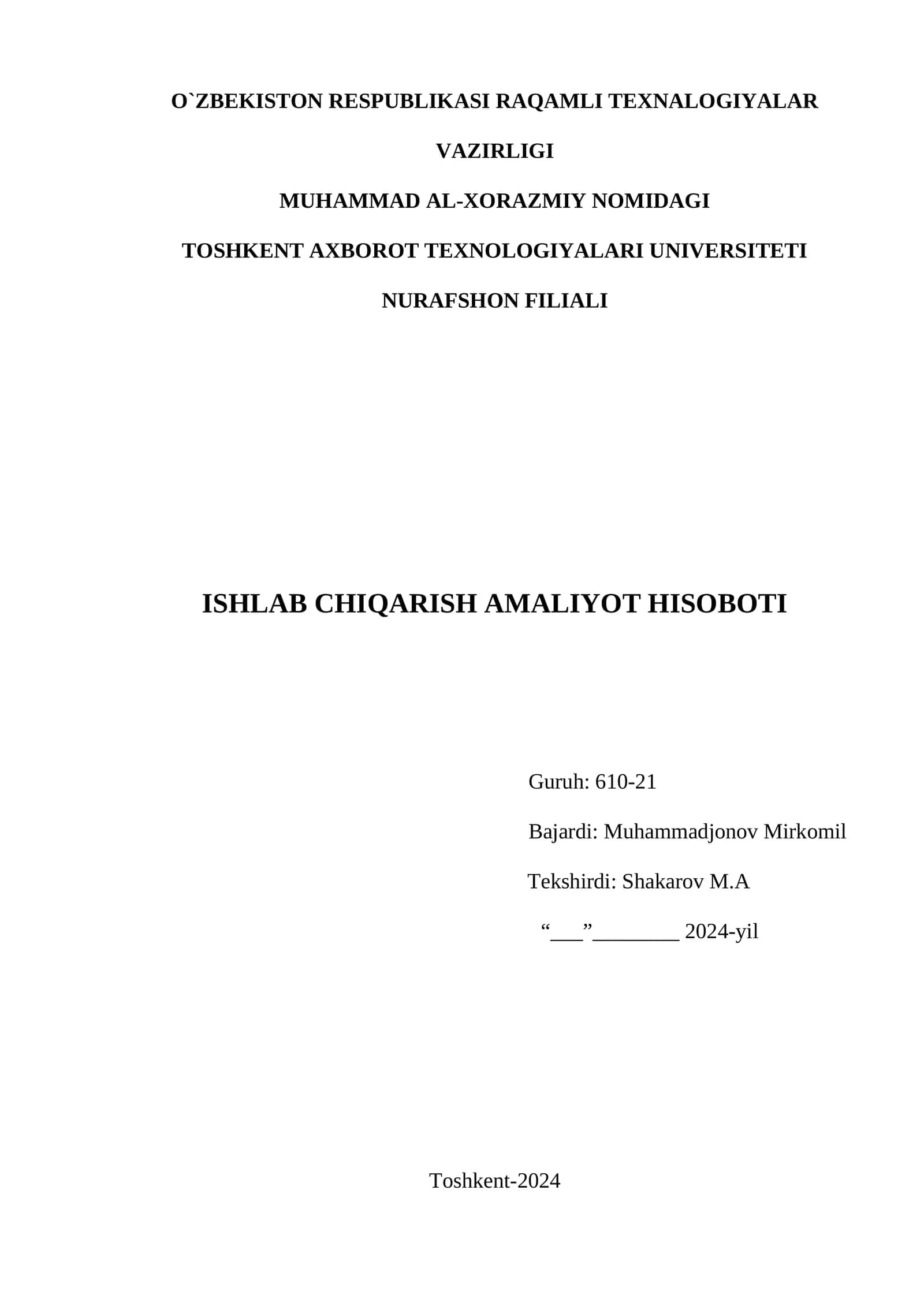 ISHLAB CHIQARISH AMALIYOT HISOBOTI 1