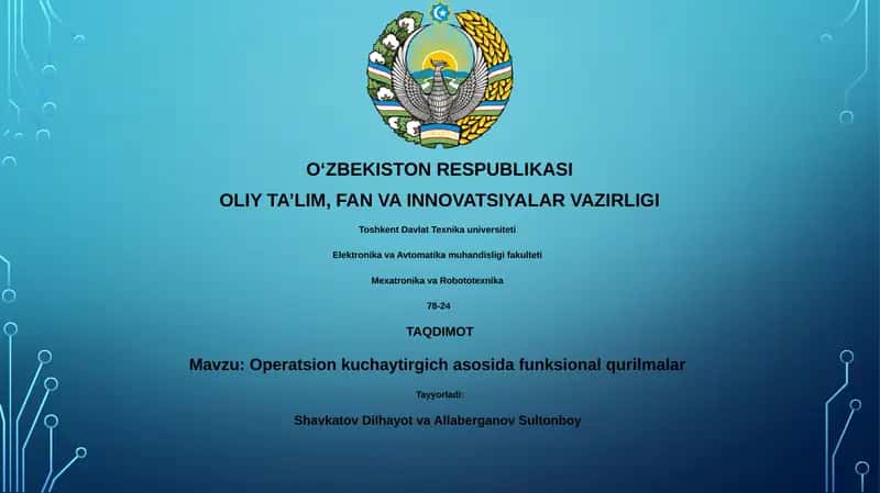 Operatsion kuchaytirgich asosida funksional qurilmalar 1