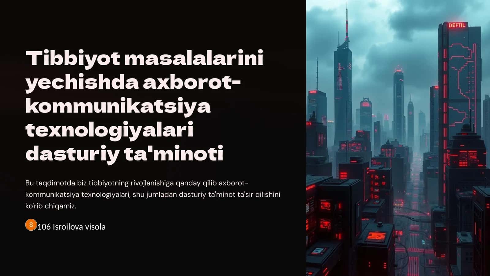 Tibbiyot masalalarini yechishda axborot-kommunikatsiya texnologiyalari dasturiy ta'minoti 1